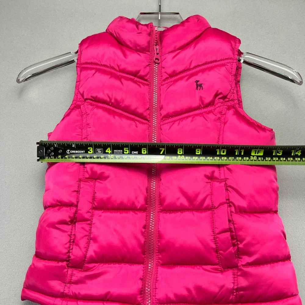 Old Navy Puffer Vest Girls Small Pink Fleece Lined Insulated Mock Neck Full Zip
